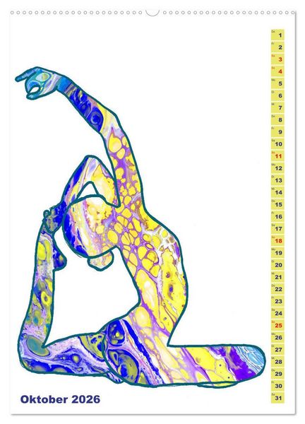 Produktbild: Pr&auml;chtiges Yoga Pouring - Yoga verschmilzt mit Kunst (hochwertiger Premium Wandkalender 2026 DIN A2 hoch), Kunstdruck in Hochglanz