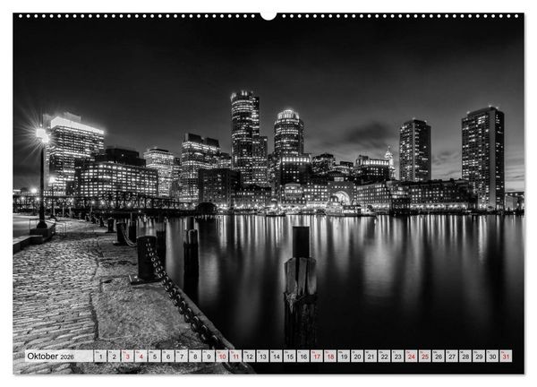 Produktbild: BOSTON Monochrome Stadtansichten (hochwertiger Premium Wandkalender 2026 DIN A2 quer), Kunstdruck in Hochglanz