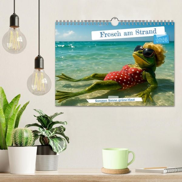 Produktbild: Frosch am Strand - Sommer, Sonne, gr&uuml;ne Haut (Wandkalender 2026 DIN A4 quer), CALVENDO Monatskalender