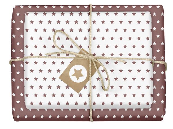 Produktbild: Geschenkpapier-Set Sterne (rot-braun, wei&szlig;)