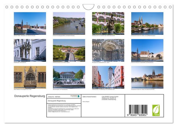 Produktbild: Donauperle Regensburg (Wandkalender 2026 DIN A4 quer), CALVENDO Monatskalender