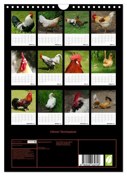 Produktbild: H&uuml;hner Terminplaner (Wandkalender 2026 DIN A4 hoch), CALVENDO Monatskalender