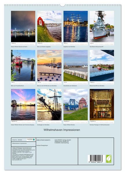 Produktbild: Wilhelmshaven Impressionen (hochwertiger Premium Wandkalender 2026 DIN A2 hoch), Kunstdruck in Hochglanz
