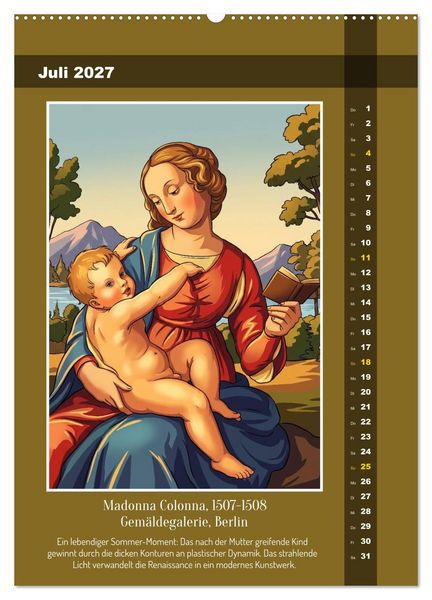 Produktbild: Raffael 2.0, Renaissance-Madonnen als Graphic Novel (hochwertiger Premium Wandkalender 2027 DIN A2 hoch), Kunstdruck in Hochglanz
