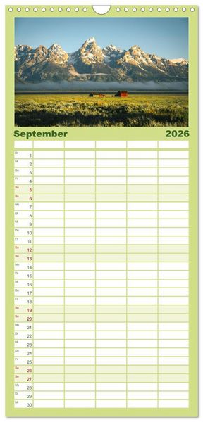 Produktbild: Familienplaner 2026 - Wyoming - Der Bundesstaat der gro&szlig;en Ebenen. mit 5 Spalten (Wandkalender, 21 x 45 cm) CALVENDO