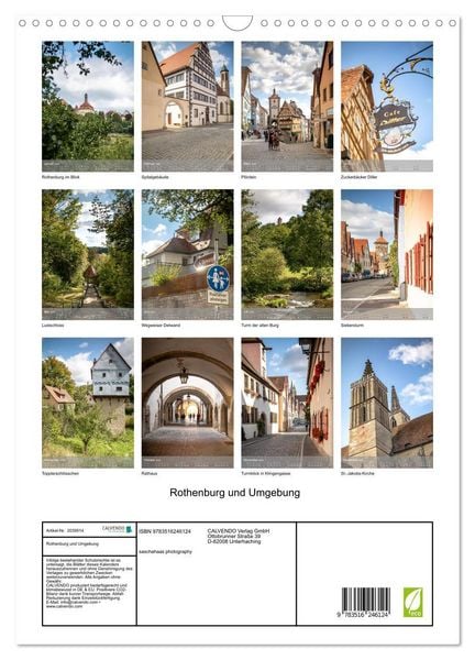 Produktbild: Rothenburg und Umgebung (Wandkalender 2026 DIN A3 hoch), CALVENDO Monatskalender