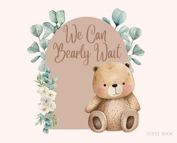 Produktbild: Bear Baby Shower hardback Guest Book (landscape)