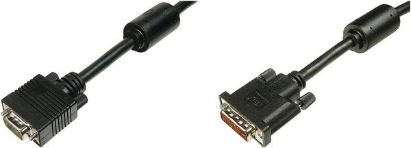 Digitus DVI / VGA Adapterkabel DVI-I 24+5pol. Stecker, VGA 15pol. Stecker 2.00 m Schwarz AK-320300-020-S schraubbar, mit