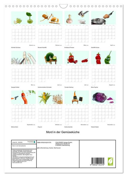 Produktbild: Mord in der Gem&uuml;sek&uuml;che (Wandkalender 2026 DIN A3 hoch), CALVENDO Monatskalender
