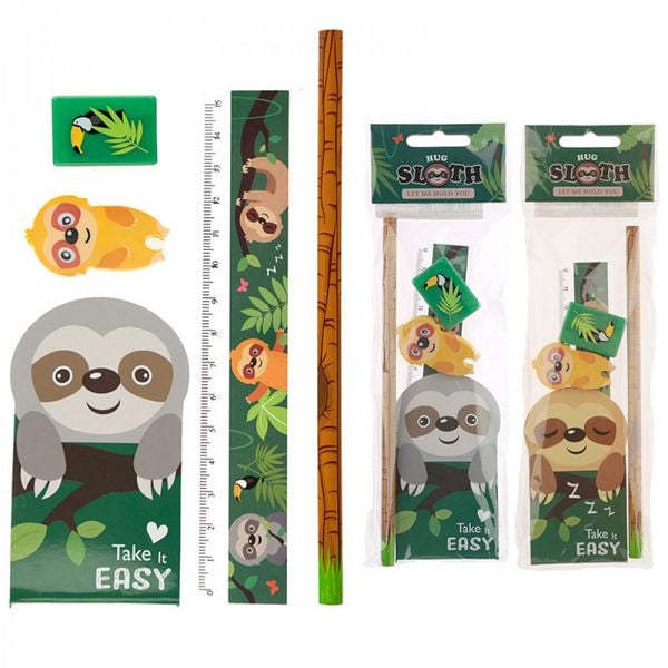 Produktbild: 4er-Set Faultier-Baer-Briefpapier-Set