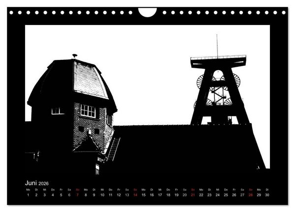 Produktbild: Ruhrpott und Niederrhein in Schwarzwei&szlig; (Wandkalender 2026 DIN A4 quer), CALVENDO Monatskalender