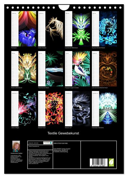 Produktbild: Textile Gewebekunst (Wandkalender 2026 DIN A4 hoch), CALVENDO Monatskalender