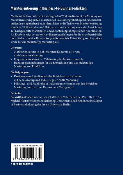 Produktbild: Marktorientierung in Business-to-Business-M&auml;rkten
