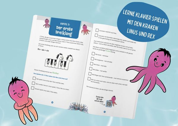 Produktbild: Musikspa&szlig;! Klavier lernen f&uuml;r Kinder mit den lustigen Kraken Linus & Rex