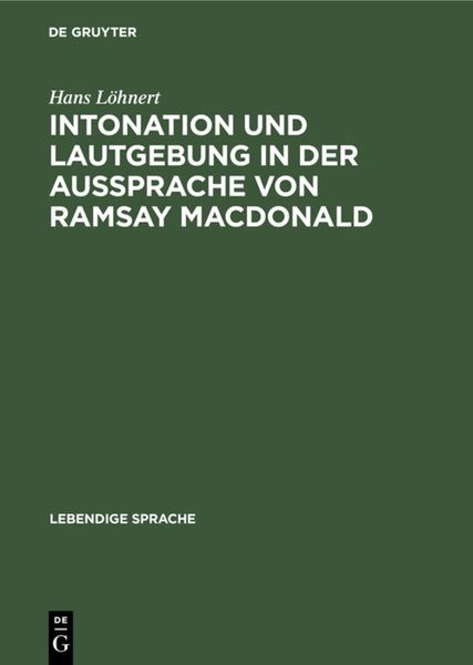 Produktbild: Intonation und Lautgebung in der Aussprache von Ramsay MacDonald