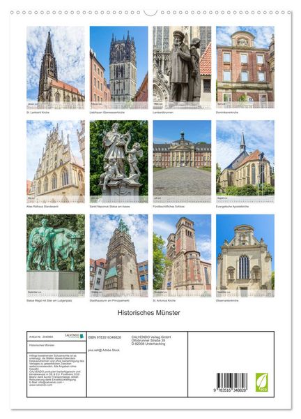 Produktbild: Historisches M&uuml;nster (hochwertiger Premium Wandkalender 2026 DIN A2 hoch), Kunstdruck in Hochglanz