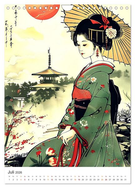 Produktbild: Geisha - Old School Poster Style (Wandkalender 2026 DIN A4 hoch), CALVENDO Monatskalender