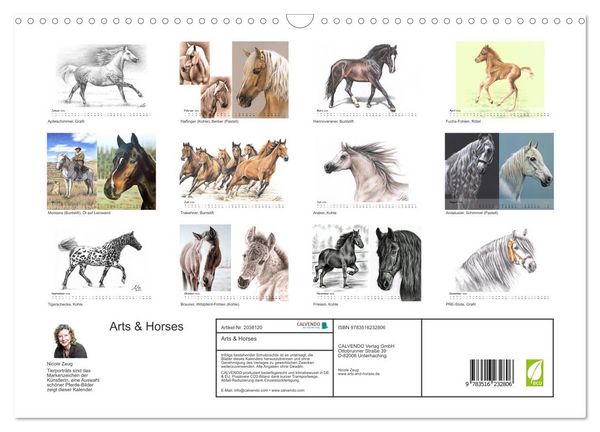 Produktbild: Arts & Horses (Wandkalender 2026 DIN A3 quer), CALVENDO Monatskalender