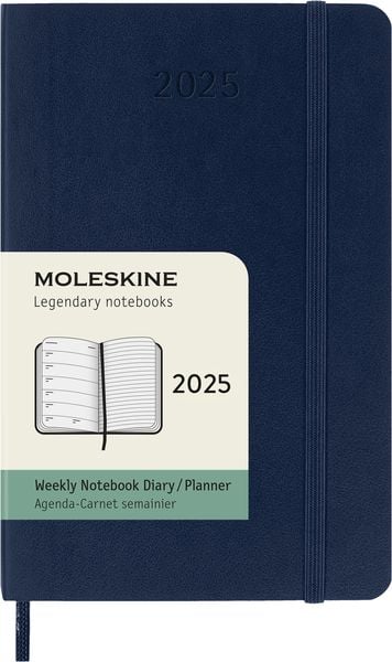 Moleskine 12 Monate Wochen Notizkalender 2025, Pocket/A6, Weicher Einband, Saphir