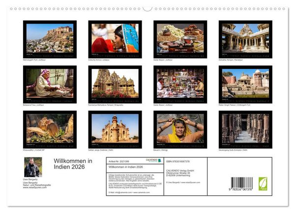 Produktbild: Willkommen in Indien 2026 (hochwertiger Premium Wandkalender 2026 DIN A2 quer), Kunstdruck in Hochglanz