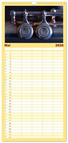 Produktbild: Familienplaner 2026 - Die Querfl&ouml;te, ein herrliches Instrument mit 5 Spalten (Wandkalender, 21 x 45 cm) CALVENDO