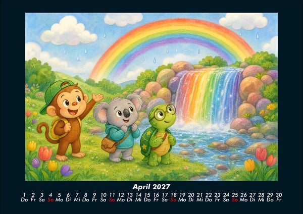 Produktbild: Wasserf&auml;lle der Fantasie mit Milo, Kiki & Taz 2027 Fotokalender DIN A4