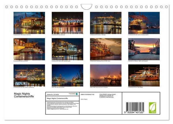 Produktbild: Magic Nights Containerschiffe (Wandkalender 2027 DIN A4 quer), CALVENDO Monatskalender