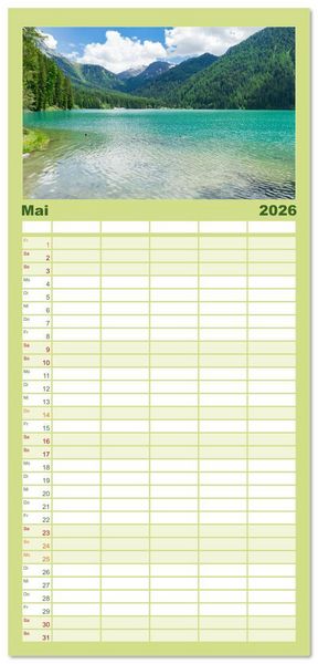 Produktbild: Familienplaner 2026 - S&uuml;dtirol - Traumhafte Berge und Seen im Norden Italiens mit 5 Spalten (Wandkalender, 21 x 45 cm) CALVENDO