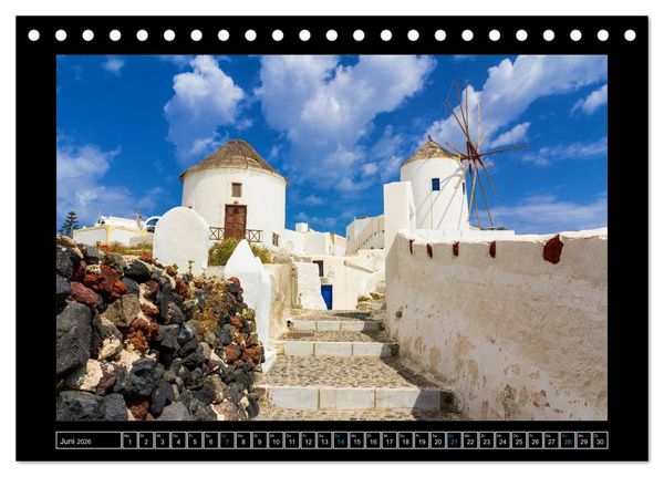 Produktbild: Kalimera Thira - Santorini, die sch&ouml;nste der Kykladen stellt sich vor (Tischkalender 2026 DIN A5 quer), CALVENDO Monatskalender