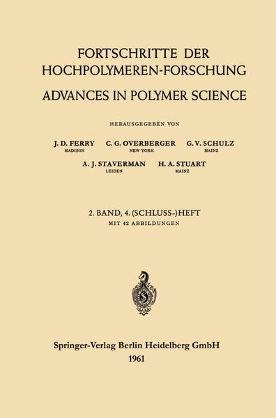 Advances in Polymer Science / Fortschritte der Hochpolymeren-Forschung, Taschenbuch von J. D. Ferry , C. G. Overberger , G. V. Schulz , A. J.