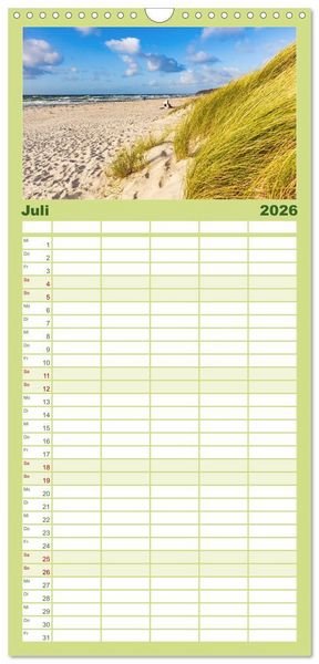 Produktbild: Familienplaner 2026 - Nat&uuml;rliches R&uuml;gen und Hiddensee mit 5 Spalten (Wandkalender, 21 x 45 cm) CALVENDO