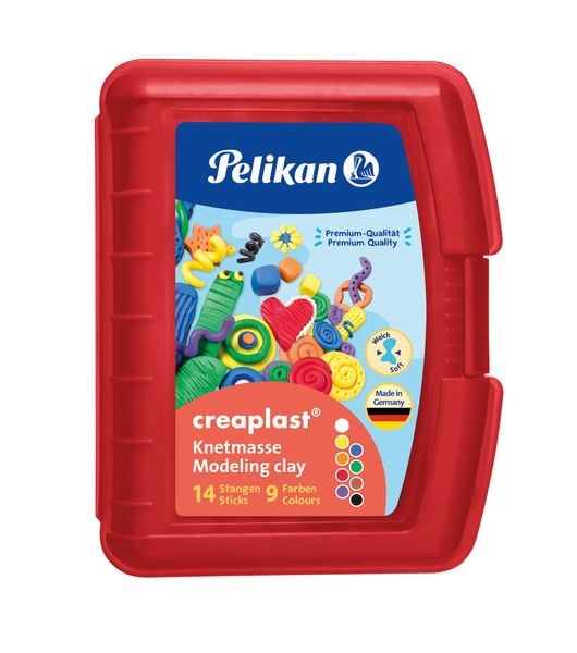 Produktbild: Pelikan Knete Creaplast&reg; 9 verschiedene Farben in roter Kunststoffbox