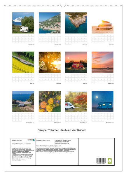 Produktbild: Camper Tr&auml;ume Urlaub auf vier R&auml;dern (Wandkalender 2026 DIN A2 hoch), CALVENDO Monatskalender
