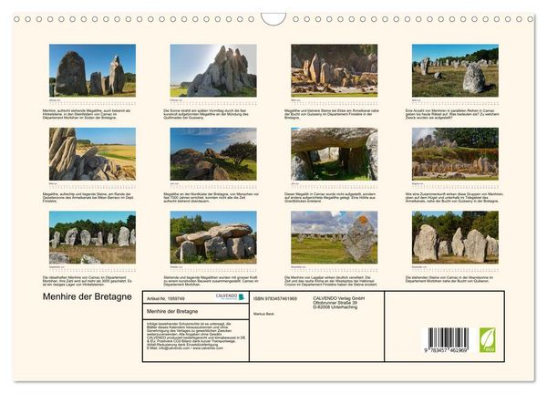 Produktbild: Menhire der Bretagne (Wandkalender 2026 DIN A3 quer), CALVENDO Monatskalender