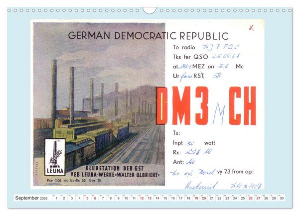 Produktbild: Amateurfunk in der DDR - Historische QSL-Karten (Wandkalender 2026 DIN A3 quer), CALVENDO Monatskalender