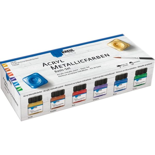 Produktbild: KREUL Acryl Metallicfarben Basis Set 6 x 20 ml