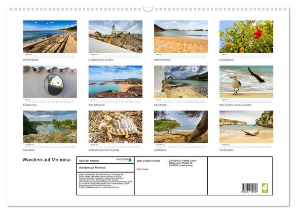 Produktbild: Wandern auf Menorca (Wandkalender 2026 DIN A2 quer), CALVENDO Monatskalender