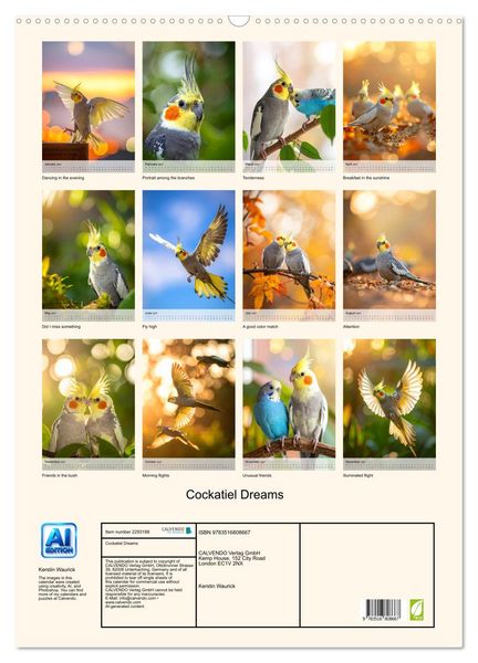 Produktbild: Cockatiel Dreams (Wall Calendar 2027 DIN A2 portrait), CALVENDO 12 Month Wall Calendar