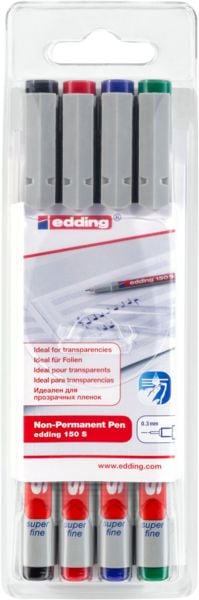Produktbild: Edding Folienschreiber Non-permanent Pen edding 150 S, 4er Set