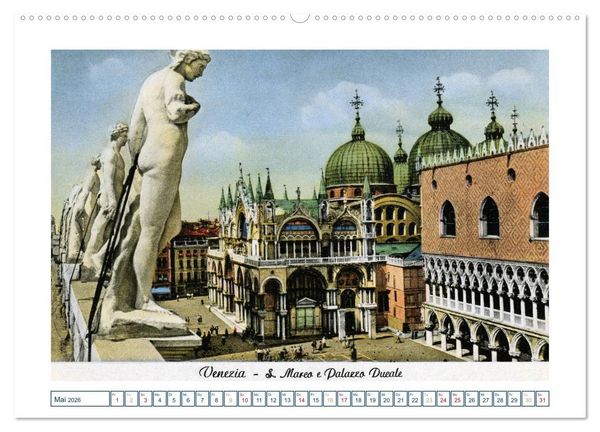 Produktbild: Erinnerungen an das alte Venedig: Historische Stiche von der Lagunenstadt (Wandkalender 2026 DIN A2 quer), CALVENDO Monatskalender