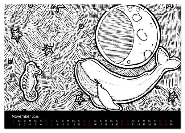 Produktbild: Bezaubernde Mini-Monster - Ein Ausmal-Kalender (Tischkalender 2026 DIN A5 quer), CALVENDO Monatskalender