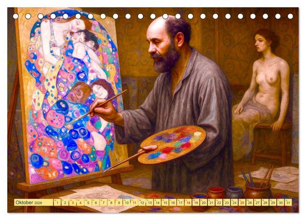 Produktbild: Gustav Klimt. Sein Leben, seine Kunstwerke (Tischkalender 2026 DIN A5 quer), CALVENDO Monatskalender