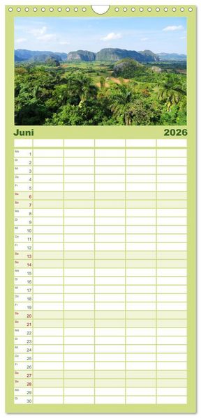 Produktbild: Familienplaner 2026 - Kuba &bull; Impressionen mit 5 Spalten (Wandkalender, 21 x 45 cm) CALVENDO