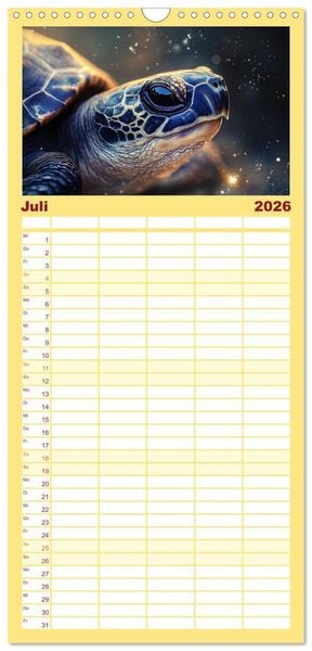 Produktbild: Familienplaner 2026 - Tierische Balance mit 5 Spalten (Wandkalender, 21 x 45 cm) CALVENDO