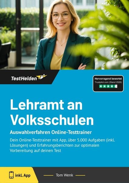 Produktbild: Lehramt an Volksschulen: Auswahlverfahren Online-Testtrainer | Dein Online-Testtrainer mit App, &uuml;ber 5.000 Aufgaben (inkl. L&ouml;sungen) und Erfahrungsberichten zur optimalen Vorbereitung auf deinen Test