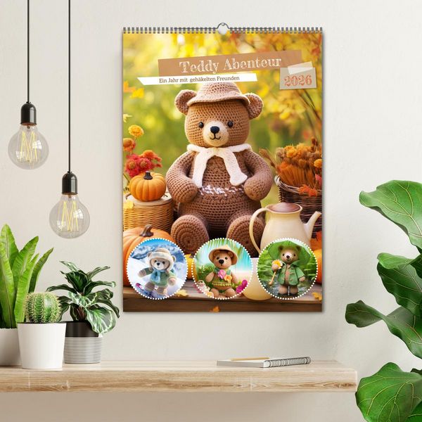 Produktbild: Teddy Abenteur - Ein Jahr mit geh&auml;kelten Freunden (Wandkalender 2026 DIN A2 hoch), CALVENDO Monatskalender