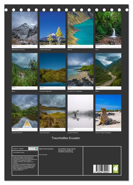 Produktbild: Traumhaftes Ecuador (Tischkalender 2026 DIN A5 hoch), CALVENDO Monatskalender