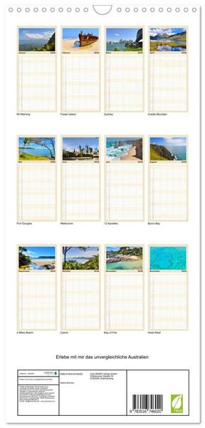 Produktbild: Familienplaner 2026 - Erlebe mit mir das unvergleichliche Australien mit 5 Spalten (Wandkalender, 21 x 45 cm) CALVENDO