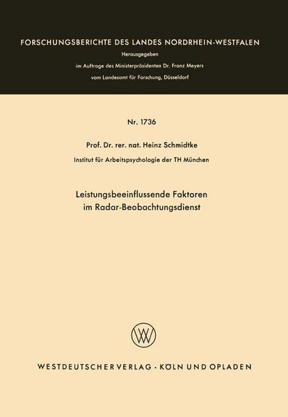 Produktbild: Leistungsbeeinflussende Faktoren im Radar-Beobachtungsdienst
