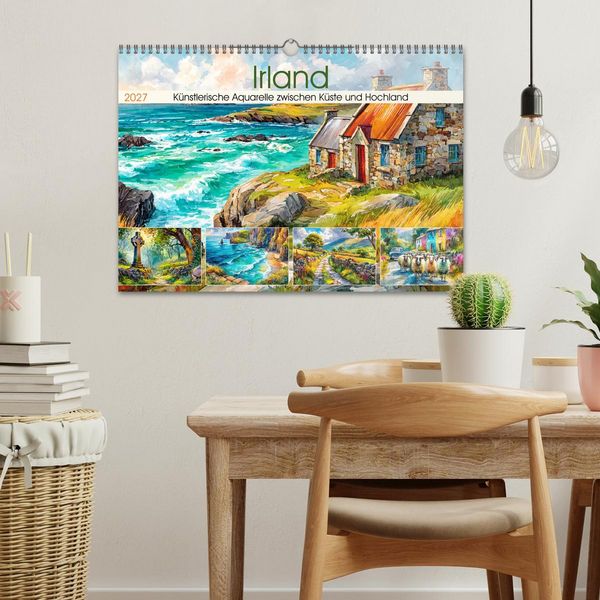 Produktbild: Irland. K&uuml;nstlerische Aquarelle zwischen K&uuml;ste und Hochland (Wandkalender 2027 DIN A3 quer), CALVENDO Monatskalender